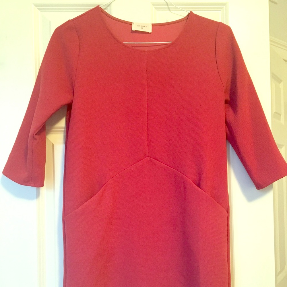 EVERLY Pink Dress w/ Big Pockets